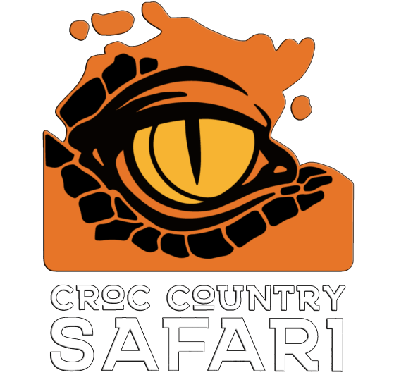 Logo of a yellow reptile eye with 'Croc Country Safari' text below.